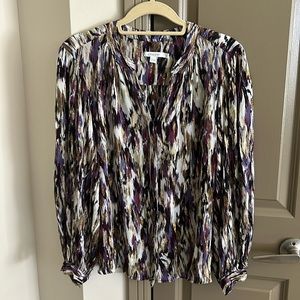 Chico’s gold and purple ikat blouse